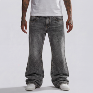 DENIM WIDE FLARE VINTAGE GRIS