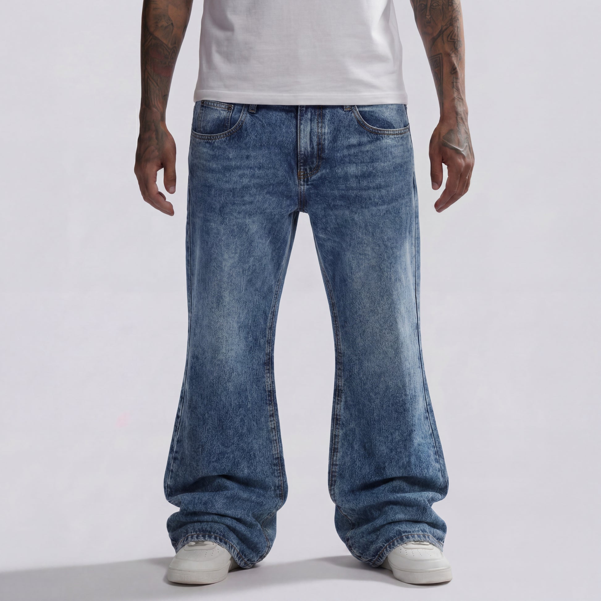 DENIM WIDE FLARE VINTAGE BLEU